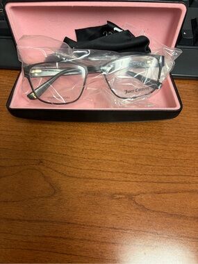 Juicy Couture Black Eyeglass Frames with Pink Case Interior